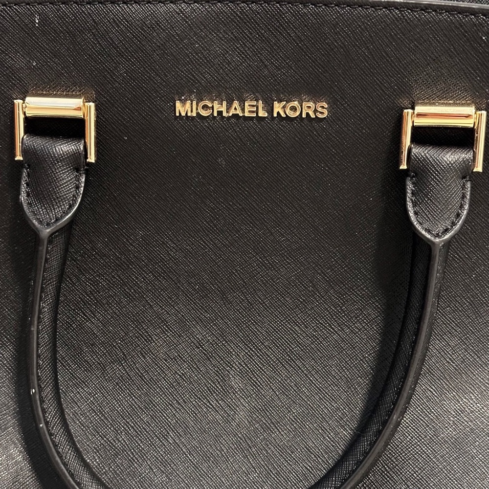 MICHAEL KORS Selma Women’s Black Satchel Crossbody Saffiano Leather Elegant - Picture 3 of 13